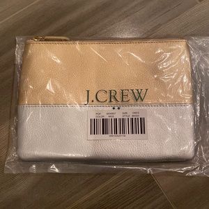 J. Crew Gold/Silver Leather Zip Pouch